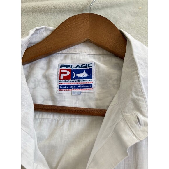 Pelagic Mens Shirt Extra Large Button Up Reverse Print Camp Marlin Fish Resort - Picture 7 of 9